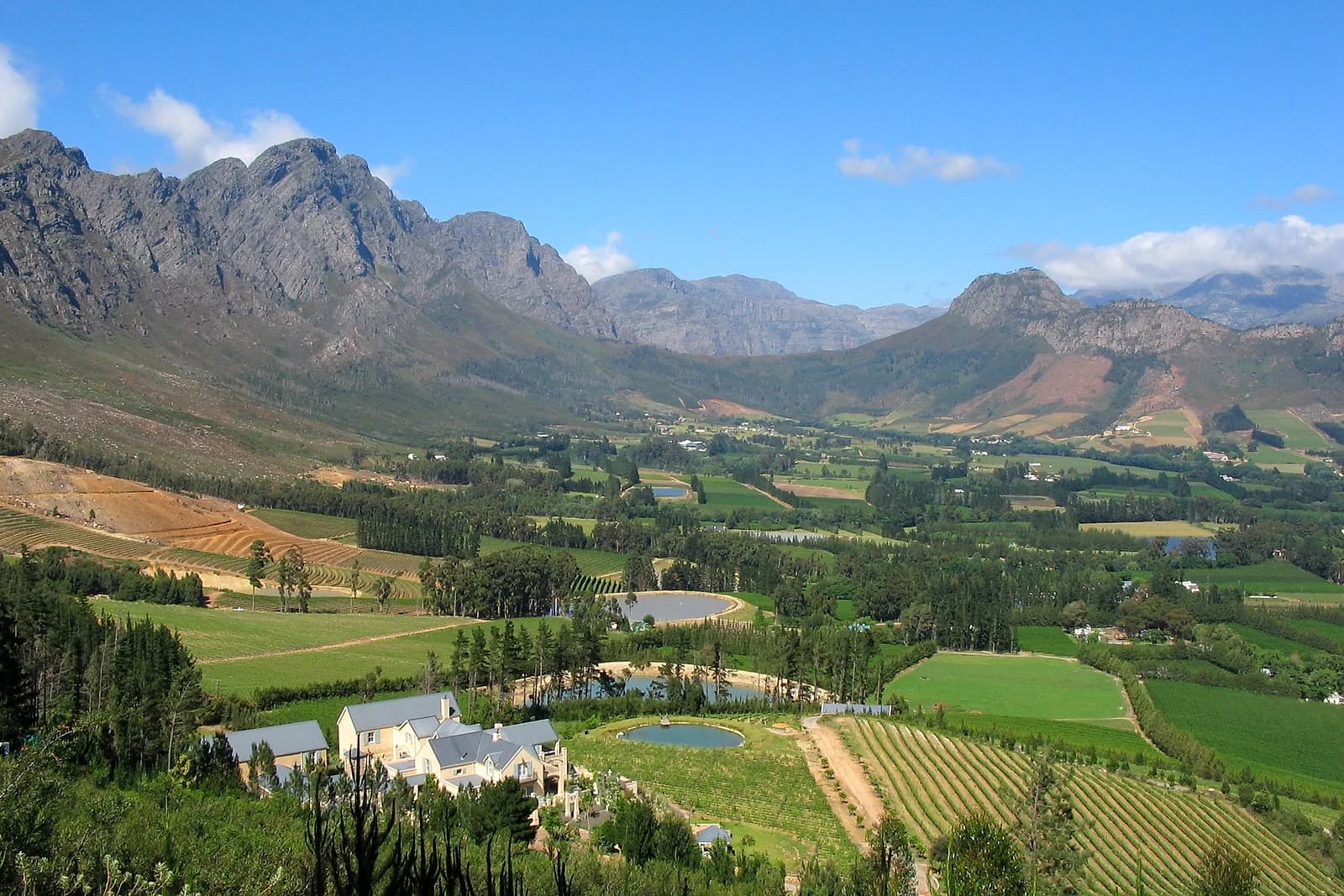 Franschhoek valley vineyard landscape