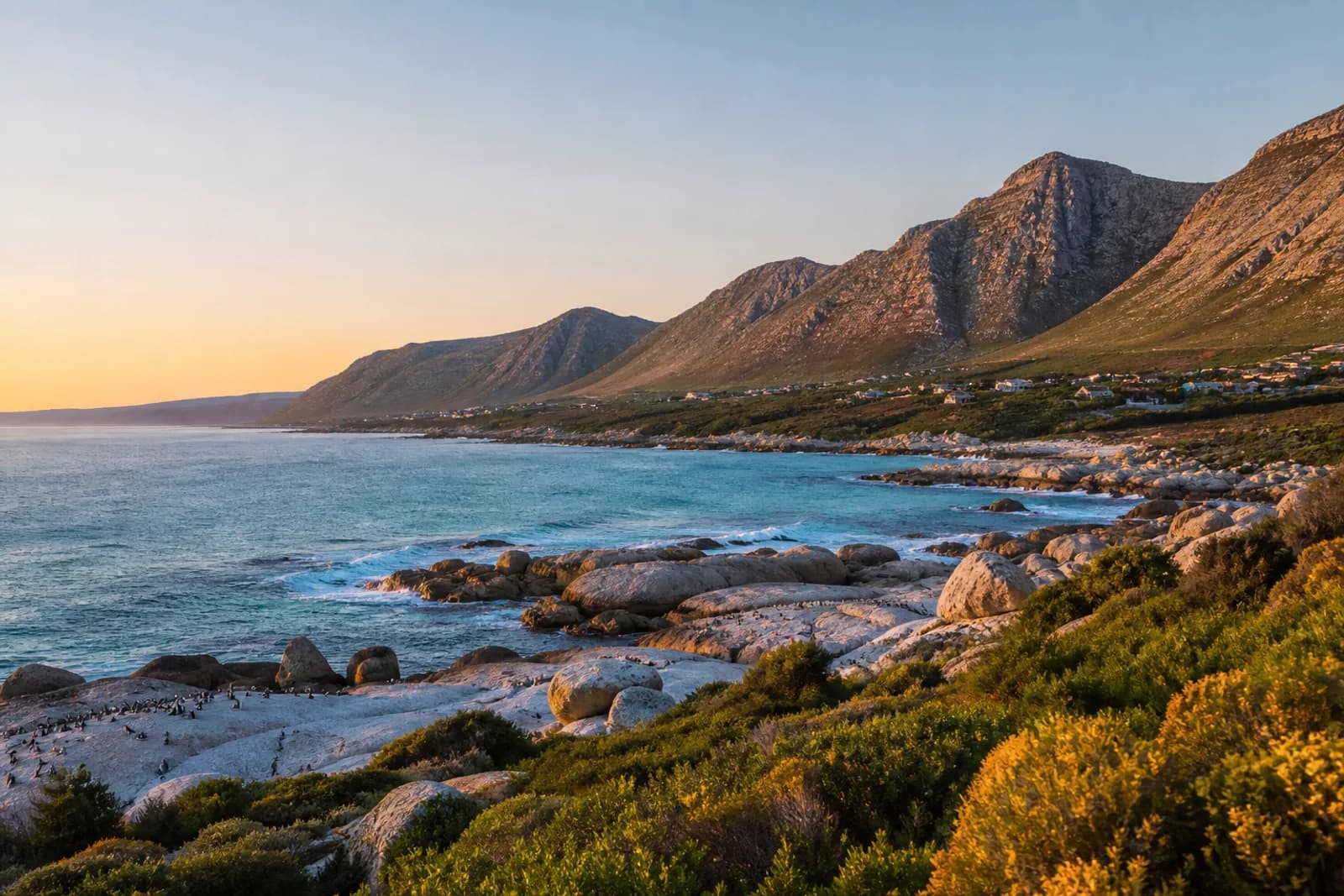 Rocky coastline and turquoise water at Betty’s Bay