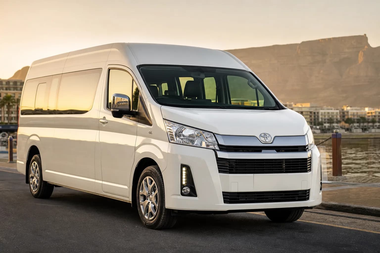 White Toyota Quantum GL 14-seater tour vehicle in Cape Town