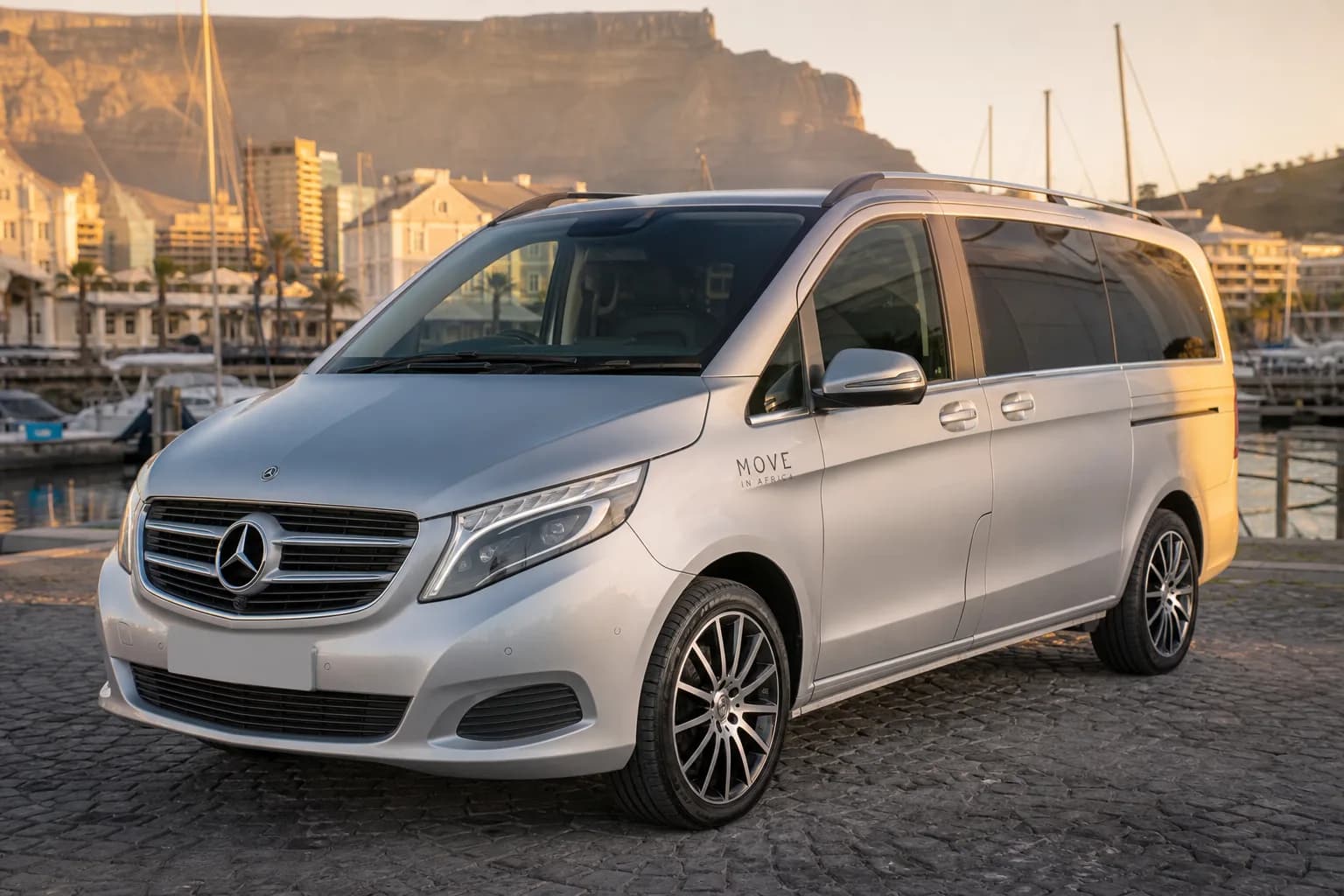 Silver Mercedes-Benz Vito private tour vehicle in Cape Town